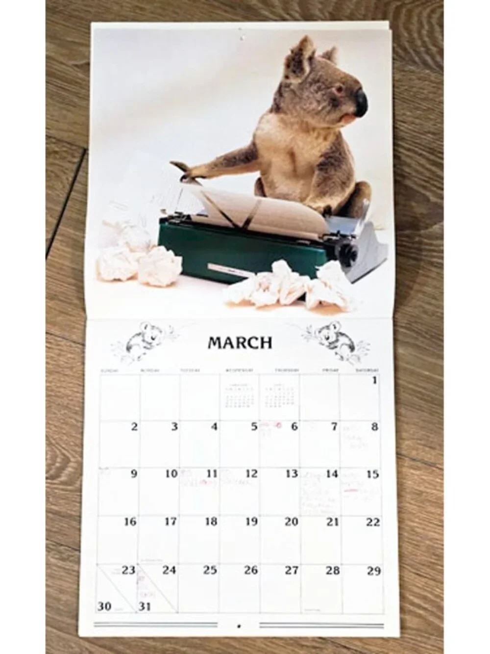 Qantas Sydney the Koala Calendar 1986 Vintage 80s Australia Airline Art Cute!